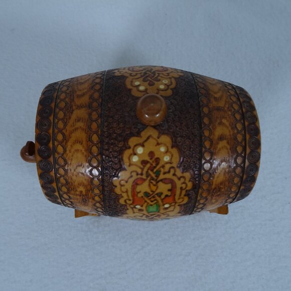 Vintage Wood Miniature Keg Decorative Handmade Beer Barrel & Stand Painted 70s - Picture 5 of 11